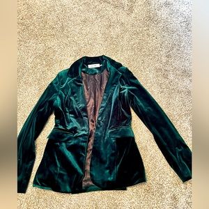 Green velvet blazer